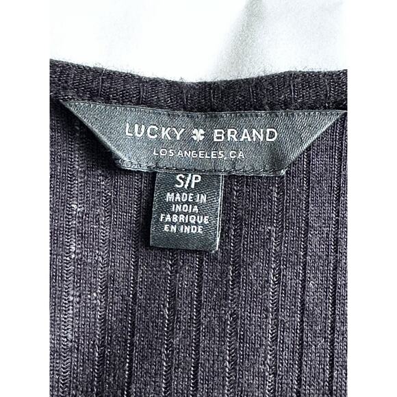 Lucky Brand Top Womens S Black Geometric Tie V-Neck Viscose Boho Peasant Blouse - Picture 10 of 16